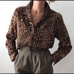 Leopard print button up